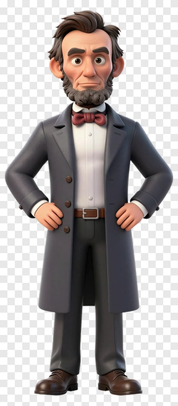 Cartoon Abraham Lincoln In Formal Attire PNG