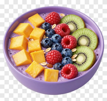 Fruit Bowl With Mango Kiwi And Berries PNG