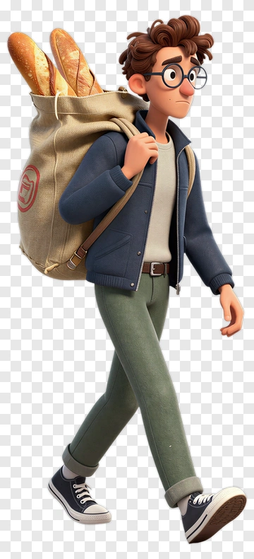 Man Carrying Bread Bag PNG