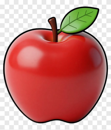 Red Apple With Green Leaf PNG