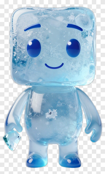 Blue Ice Cube Character PNG