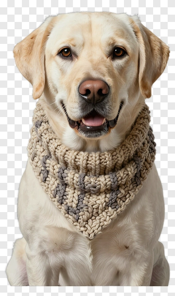 Labrador Wearing Knitted Scarf PNG