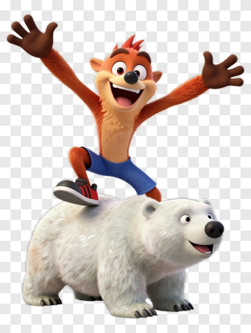 Crash Bandicoot Riding A Polar Bear PNG