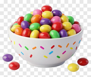 Colorful Jelly Beans In A Bowl PNG