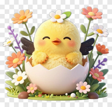 Cute Chick Hatching From Egg PNG
