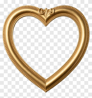 Golden Heart Frame PNG