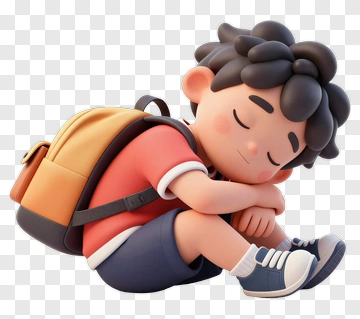 Sleeping Child With School Bag PNG