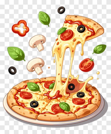 Cheese Pulling Pizza With Toppings PNG
