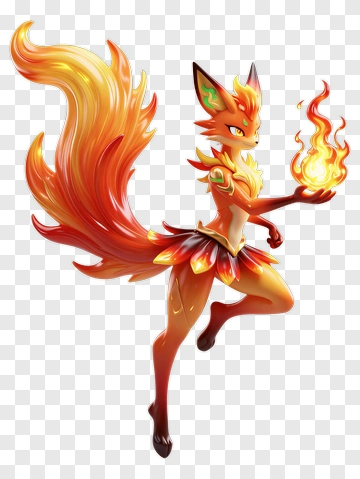 Fire Fox With Flame Hand PNG