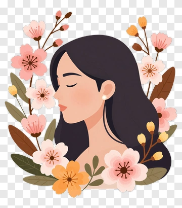 Woman With Flower Wreath PNG