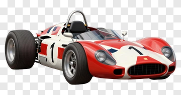 Red And White Race Car With Number One PNG