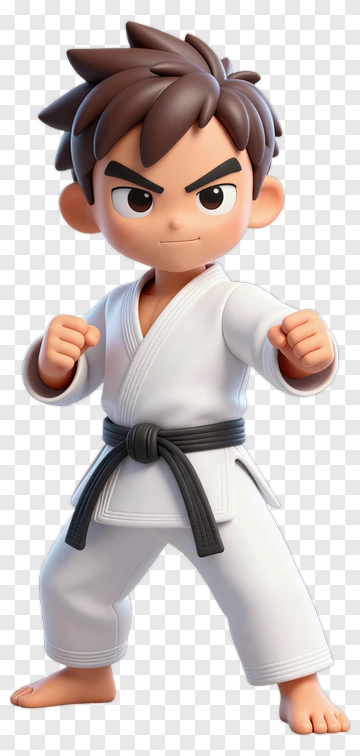 Determined Boy In Karate Stance PNG