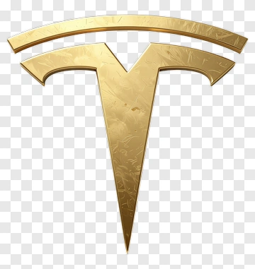 Tesla Logo In Gold PNG