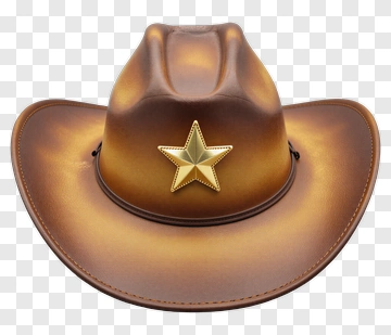 Brown Cowboy Hat With Gold Star PNG