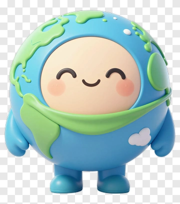 Happy Earth Character PNG