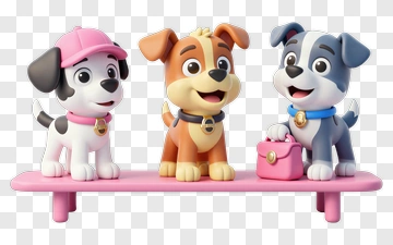 Paw Patrol Pups On Pink Bench PNG