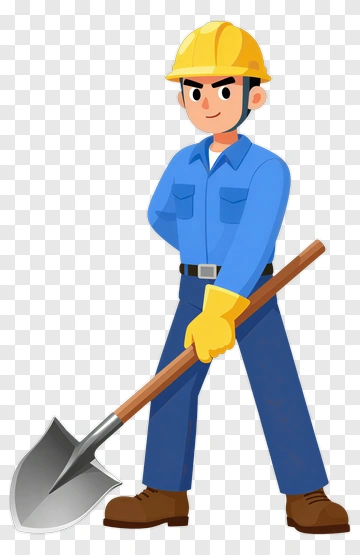 Construction Worker Holding Shovel PNG