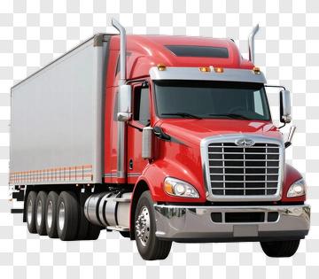Red Semi Truck On Highway PNG
