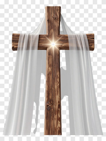 Wooden Cross With Veil PNG