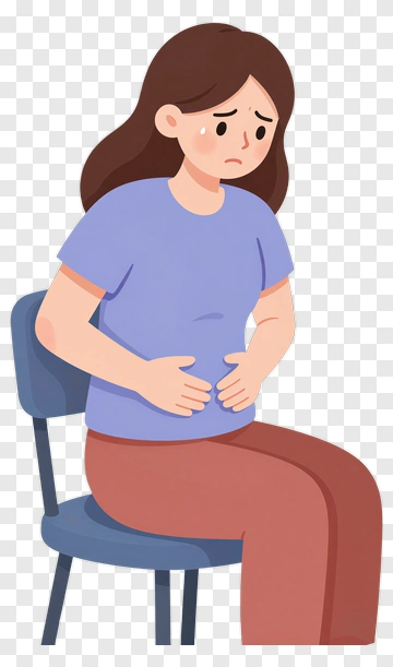 Woman Sitting With Stomach Pain PNG