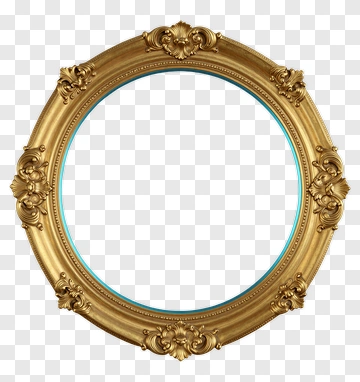 Ornate Gold Mirror With Blue Accents PNG