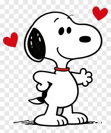 Snoopy With Hearts Around Him PNG