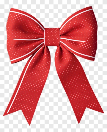 Red Polka Dot Bow With White Trim PNG