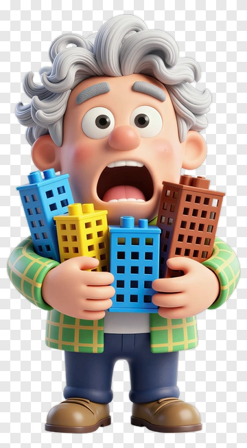 Man Holding Toy Buildings PNG