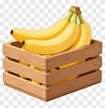 Bananas In Wooden Crate PNG