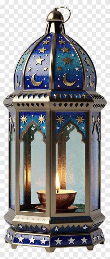 Blue Starry Lantern With Candle PNG