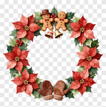 Christmas Wreath With Gingerbread Men PNG