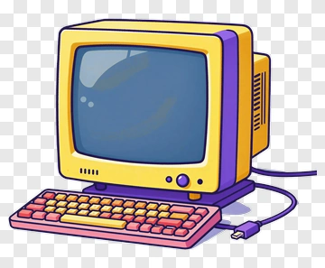 Retro Computer With Keyboard PNG