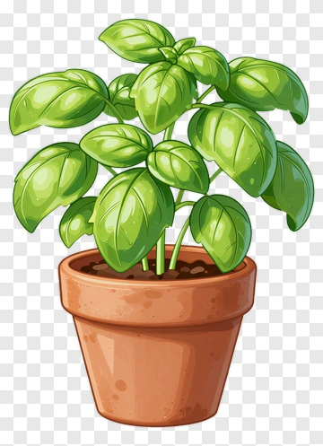Potted Basil Plant PNG