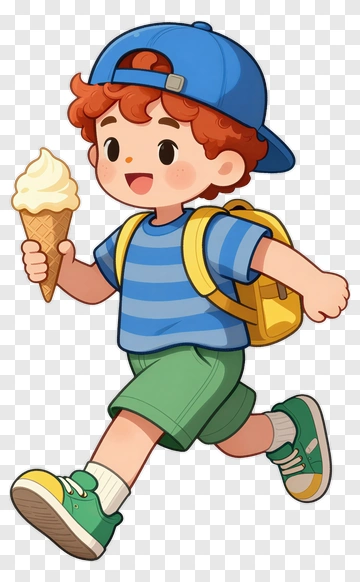 Boy Running With Ice Cream PNG