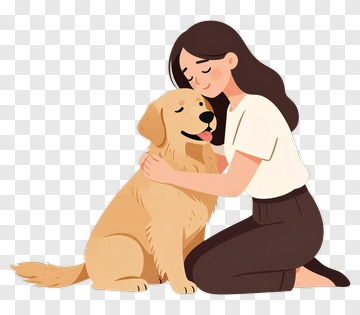 Woman Hugging Golden Retriever PNG