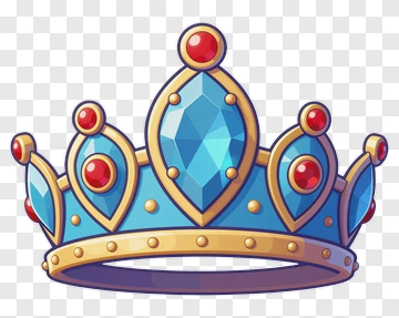 Blue Crown With Red Gems And Gold Accents PNG