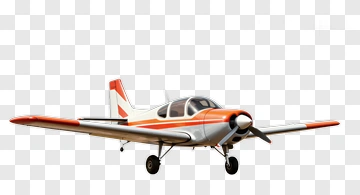 Orange And White Propeller Airplane PNG