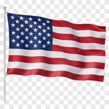 American Flag Waving On A Pole PNG
