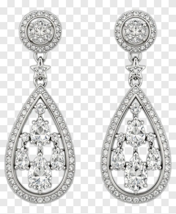 Silver Diamond Teardrop Earrings PNG