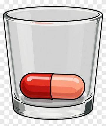 Red And Orange Pill In Glass PNG