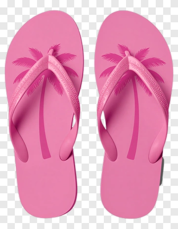 Pink Flip-Flops With Palm Tree Design PNG