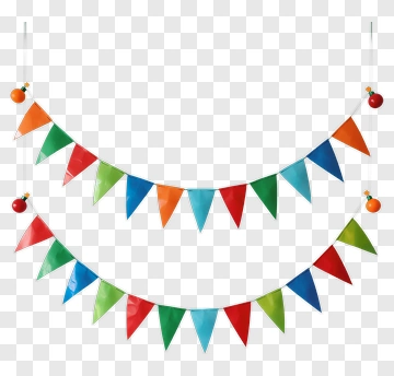 Colorful Party Banner With Triangular Flags PNG