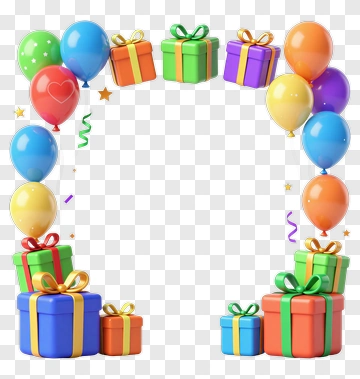 Colorful Balloons And Gifts For Birthday Celebration PNG
