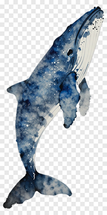 Watercolor Blue Whale PNG