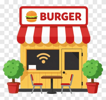 Burger Shop With Outdoor Seating PNG