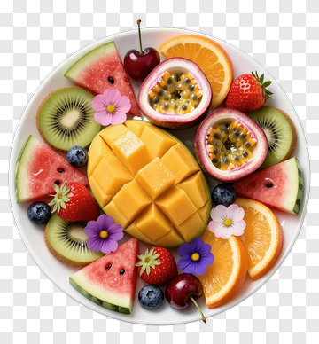 Fresh Fruit Platter With Mango And Passion Fruit PNG