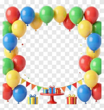 Colorful Balloons And Gifts For A Birthday Party PNG