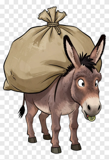 Donkey Carrying Money Bag PNG
