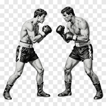 Two Boxers Facing Off In A Match PNG
