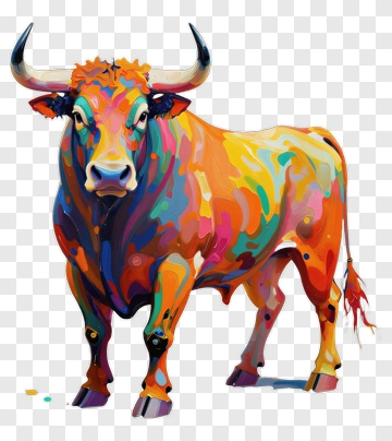 Colorful Bull Painting PNG